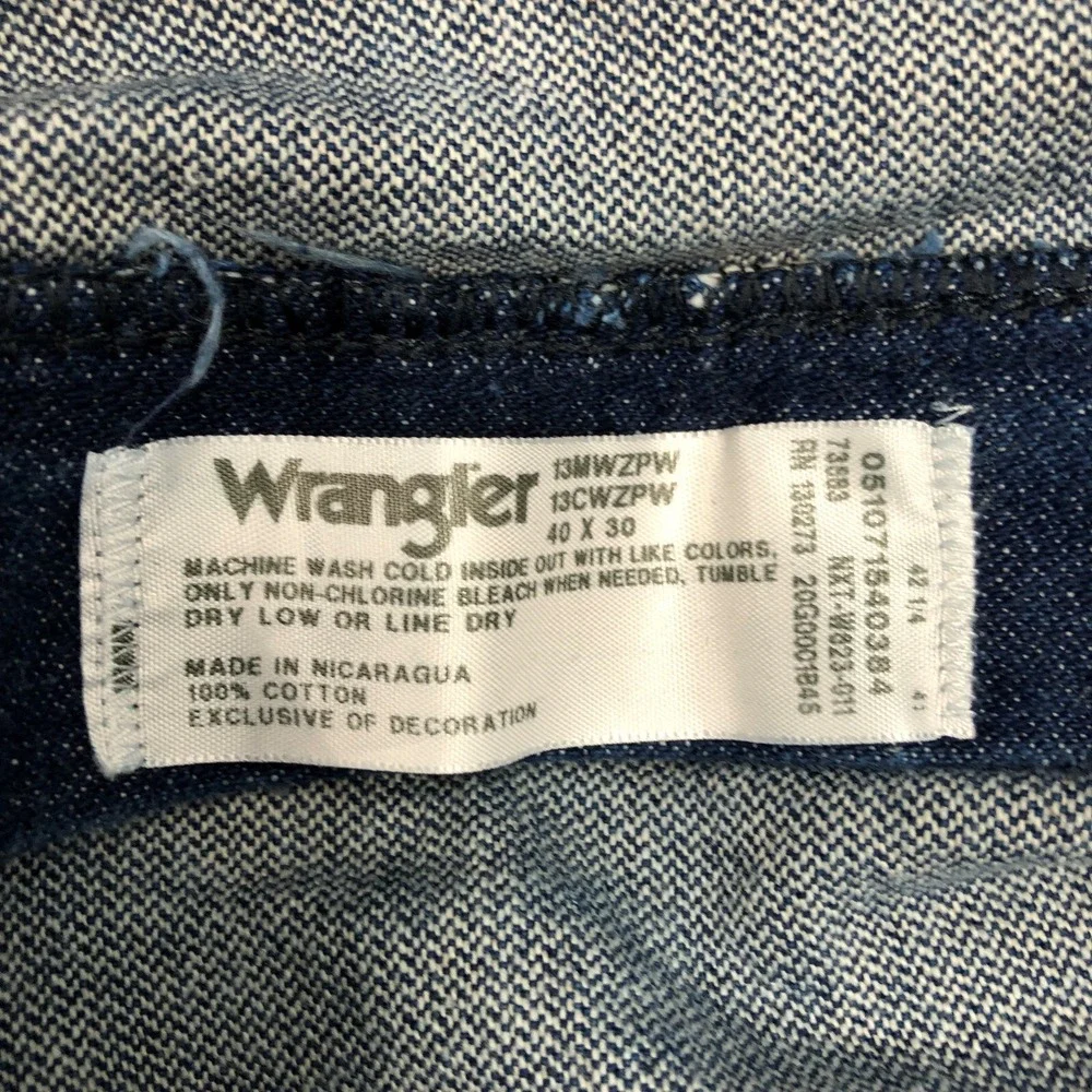 Wrangler Jeans Mens 40x30 Blue Cowboy Cut 13MWZ Western Dark Wash Denim Casual
